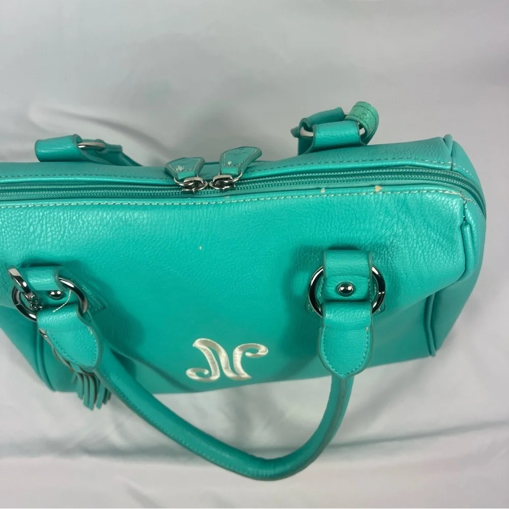 Initials Inc Chic Turquoise Satchel with Tassel Accent